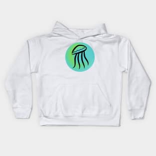 Jellyfish on Painted Aqua Circle Kids Hoodie